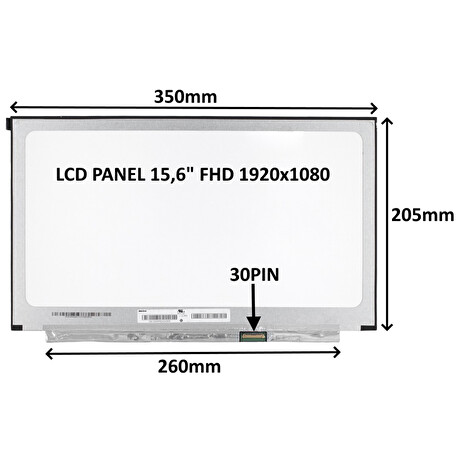 LCD PANEL 15,6" FHD 1920x1080 30PIN MATNÝ IPS / BEZ ÚCHYTŮ